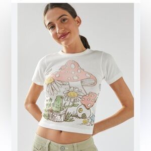 Urban Outfitters Mushroom and Daisy Baby Tee